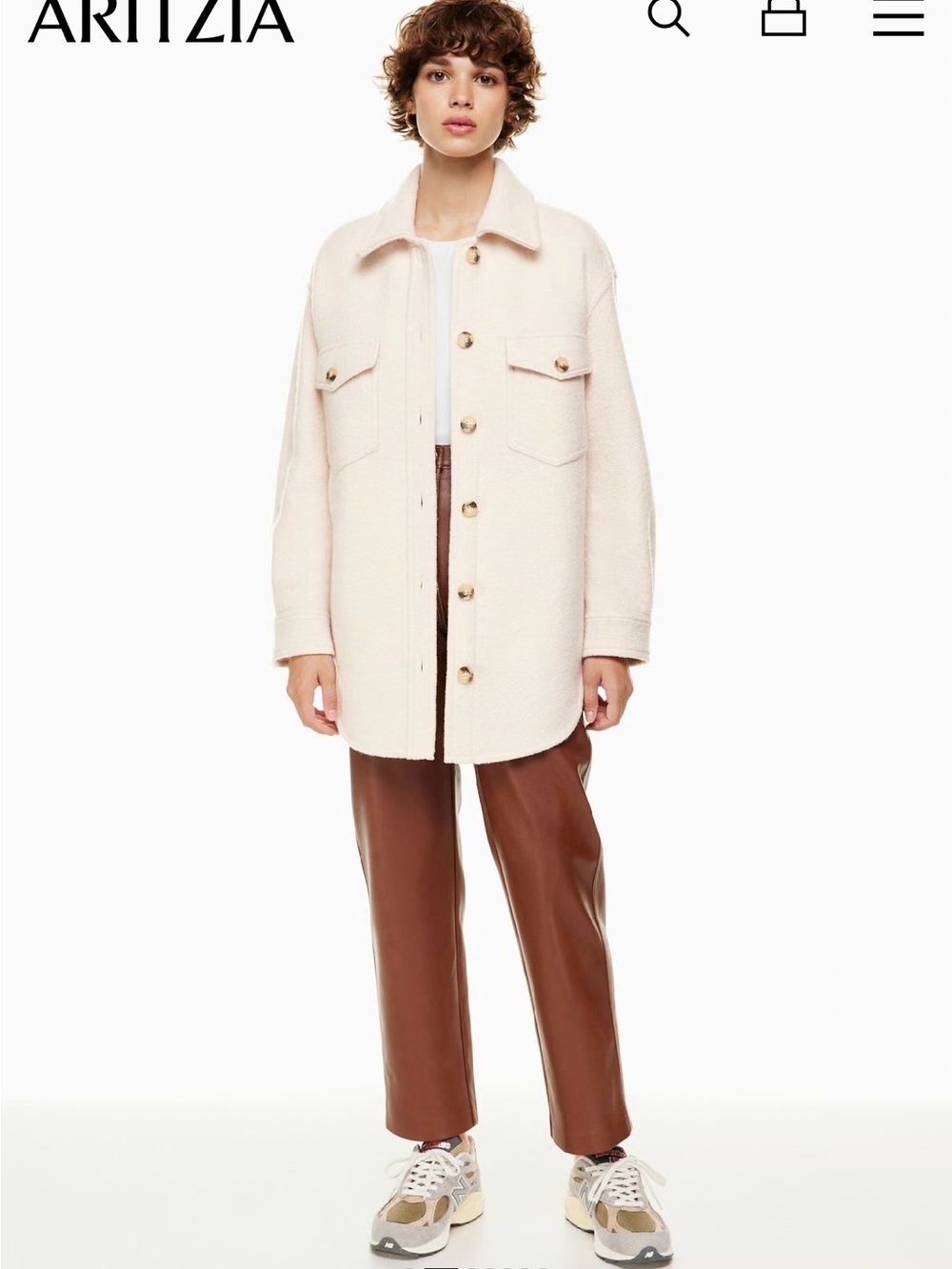 Wilfred Free Oatmeal Wool Shacket | 100% Merino Wool | Aritizia Size S - Picture 1 of 11